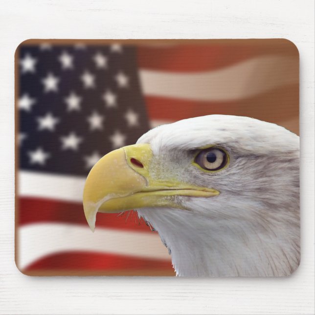 Bald Eagle & American Flag Mouse Pad (Front)