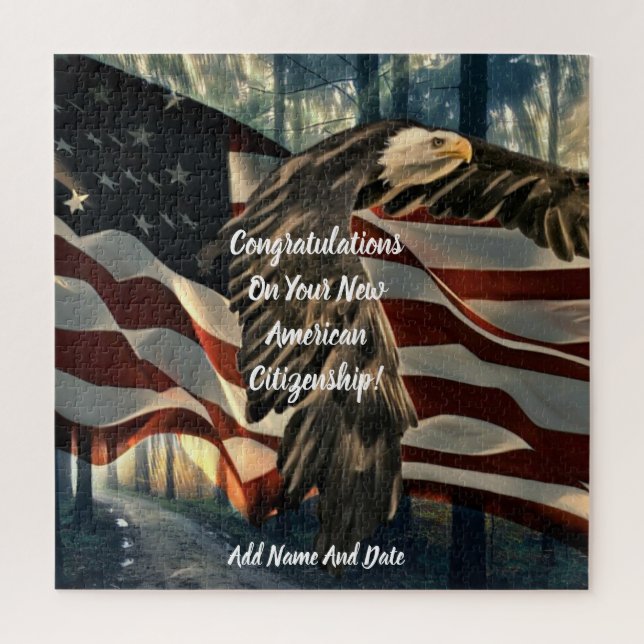 Bald Eagle American Flag New Citizenship Jigsaw Puzzle (Vertical)
