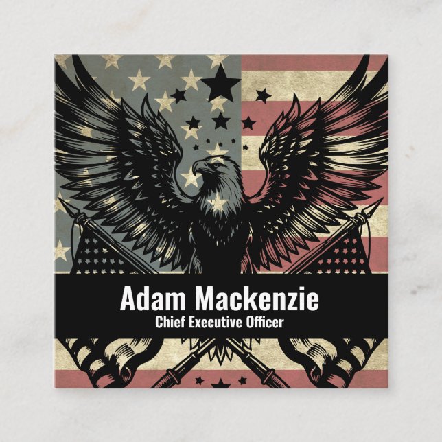 Bald Eagle American Flag Patriotic Business Card (Front)
