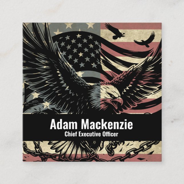 Bald Eagle American Flag Patriotic Business Card (Front)