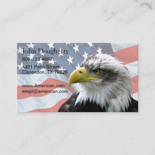 Bald Eagle American Flag Patriotic Business Card (Front)