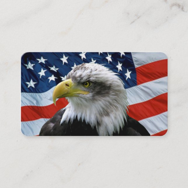 Bald Eagle American Flag Round Corner Business Card (Front)