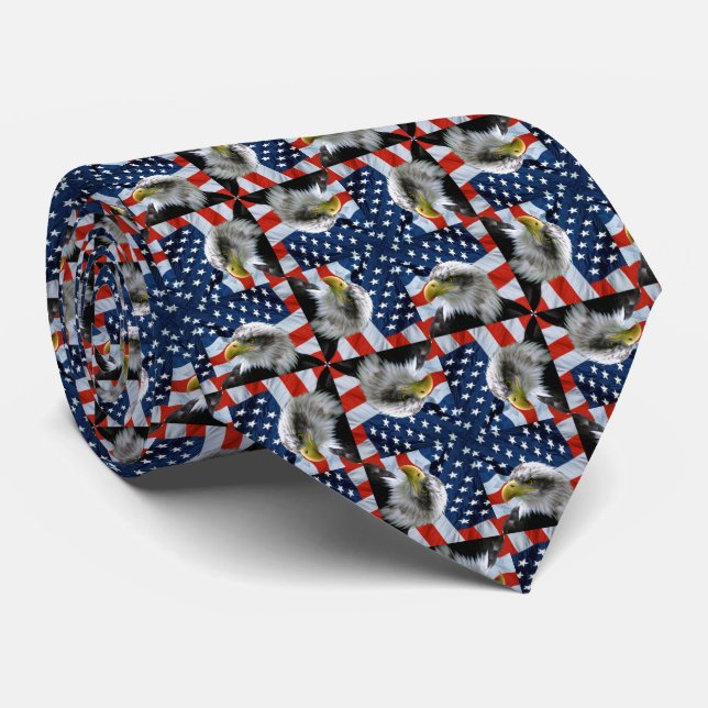 Bald Eagle American Flag Tie (Rolled)