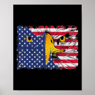 Bald Eagle American Flag USA 4th Of July Poster