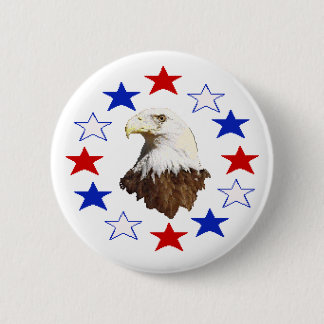 Bald Eagle American Star 6 Cm Round Badge