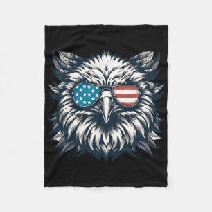 Bald Eagle American Usa 4th Of July Patriotic Funn Fleece Blanket