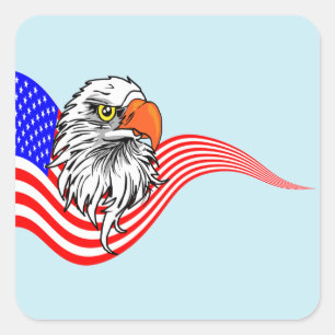 Bald Eagle American USA Flag Patriotic Art  Square Sticker