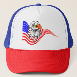 Bald Eagle American USA Flag Patriotic Art  Trucker Hat