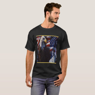 Bald Eagle an Statue of Liberty an American flag T-Shirt