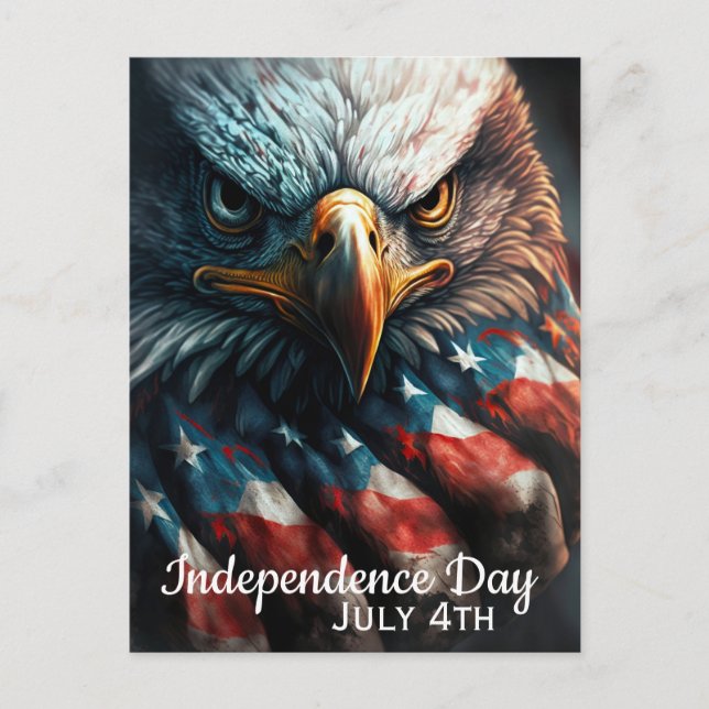 Bald Eagle and American Flag Independence Day Postcard (Front)