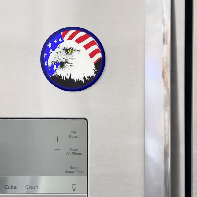 Bald Eagle and American Flag Magnet (In Situ (Fridge))