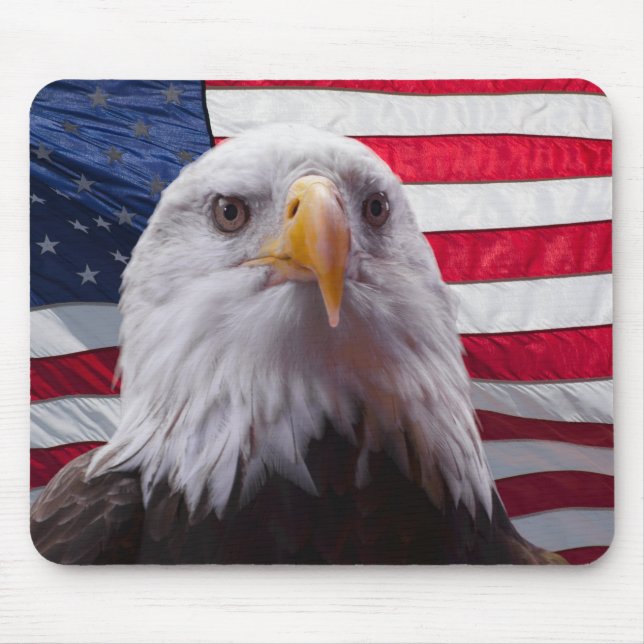 Bald eagle and American Flag Mouse Pad (Front)