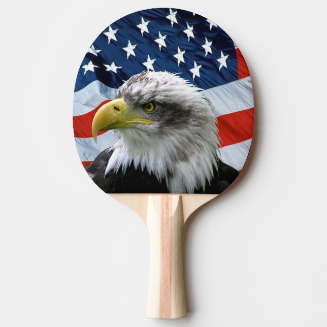 Bald Eagle and American Flag Ping Pong Paddle (Front)
