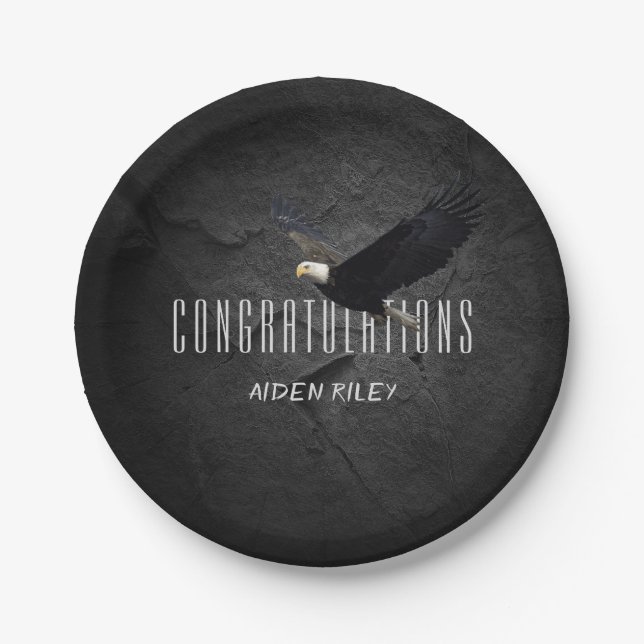 Bald Eagle and Congratulations on stone Paper Plate (Front)