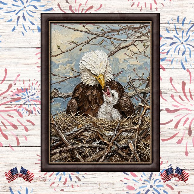 Bald Eagle and Eaglet Nest Art Poster (Creator Uploaded)
