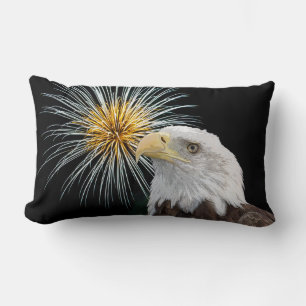 Bald Eagle and Fireworks Lumbar Cushion