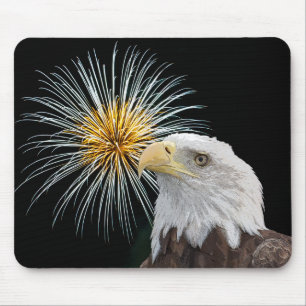Bald Eagle and Fireworks Mouse Pad