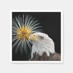 Bald Eagle and Fireworks Napkin