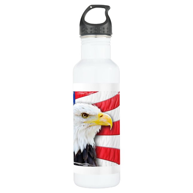 Bald Eagle and Flag 710 Ml Water Bottle (Front)