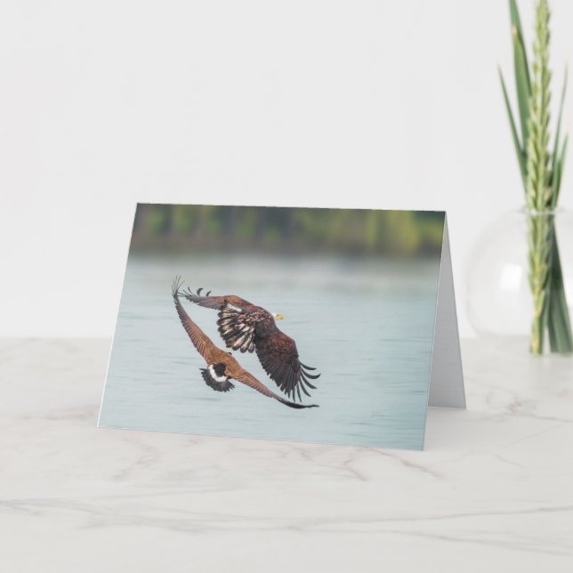 Bald Eagle and Goose Wildlife Blank Holiday Card (Front)