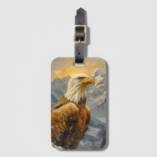 Bald Eagle and Mountains Painting Luggage Tag