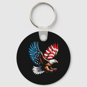 Bald Eagle And Patriotic American Flag 4th Of July Key Ring