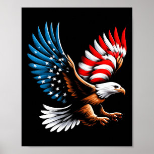 Bald Eagle And Patriotic American Flag 4th Of July Poster