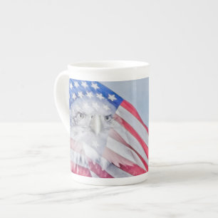 Bald Eagle and the American Flag Bone China Mug