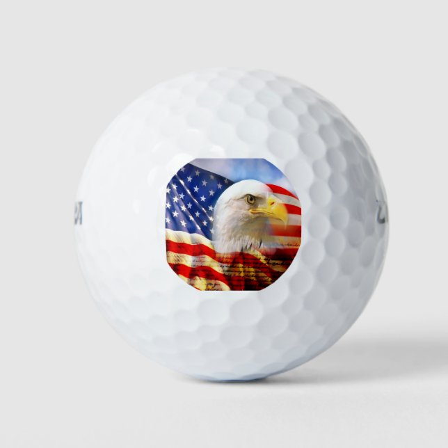 Bald Eagle and The American Flag     Golf Balls (Front)