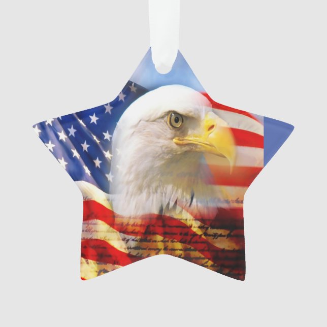Bald Eagle and The American Flag        Ornament (Front)