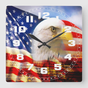 Bald Eagle and The American Flag Wall Clock
