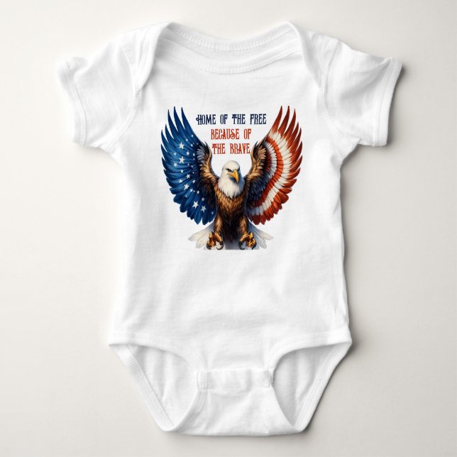  Bald Eagle and Vibrant Stars and Stripes  Baby Bodysuit (Front)