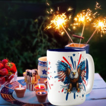 Bald Eagle and Vibrant Stars and Stripes Mug