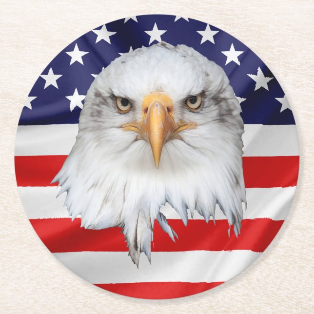 Bald Eagle appealing patriotic gift Round Paper Coaster (Front)