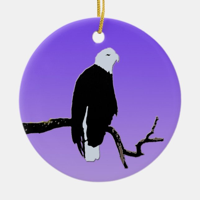 Bald Eagle at Sunset  - Original Wildlife Art Ceramic Ornament (Front)