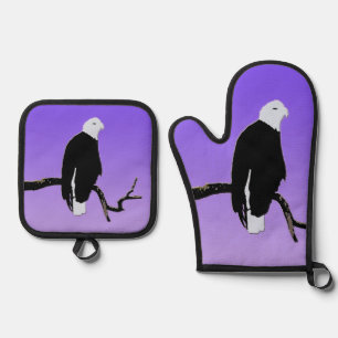 Bald Eagle at Sunset  - Original Wildlife Art Oven Mitt & Pot Holder Set