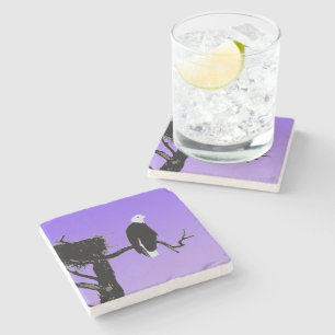 Bald Eagle at Sunset - Original Wildlife Art Stone Coaster