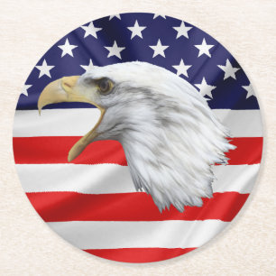 Bald Eagle beautiful patriotic Round Paper Coaster