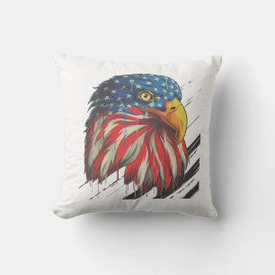 Bald Eagle Bird USA Flag Crying Patriotic Cushion