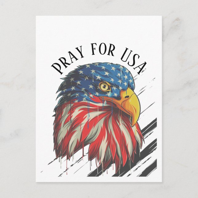 Bald Eagle Bird USA Flag Crying Pray for USA   Postcard (Front)