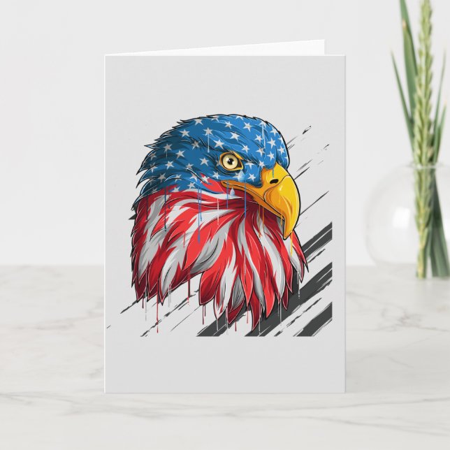 Bald Eagle Bird USA Flag Crying Symbol  Card (Front)