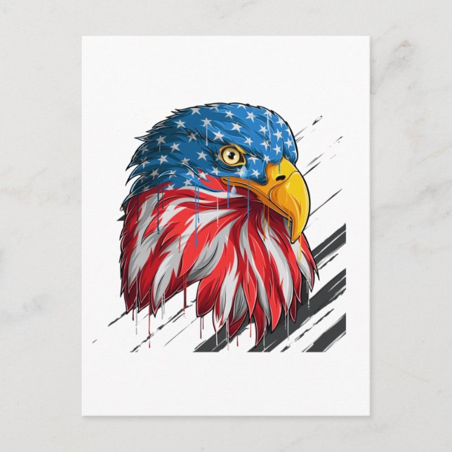 Bald Eagle Bird USA Flag Crying Symbol  Postcard (Front)