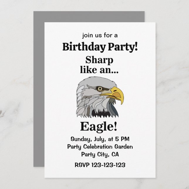 Bald Eagle Birthday Party Invitation (Front/Back)