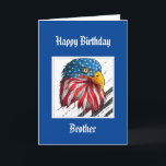 Bald Eagle Birthday Special Brother Military  Card<br><div class="desc">Watercolor Eagle Stars and Stripes USA Flag  for that special and wonderful Military Brother who makes you proud</div>