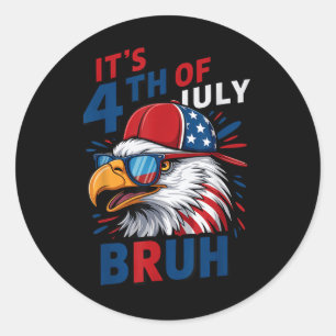 Bald Eagle Bruh 4th Of July Toddler Boys Independe Classic Round Sticker