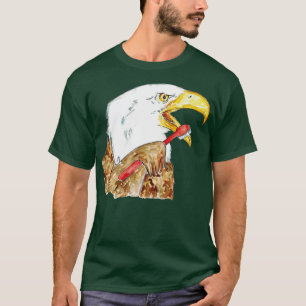 Bald eagle brushing teeth bath watercolor T-Shirt