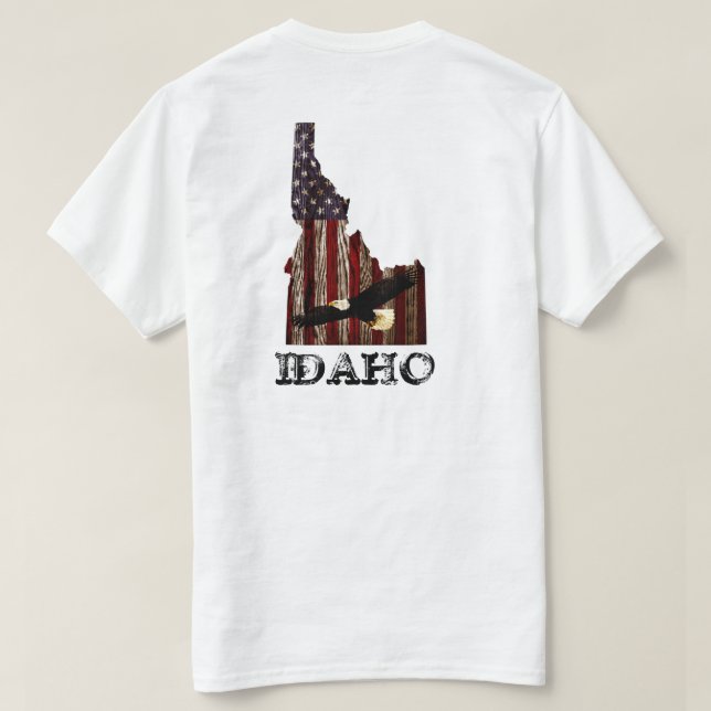BALD EAGLE BURNT WOOD - IDAHO PATRIOT CLR T-Shirt (Design Back)