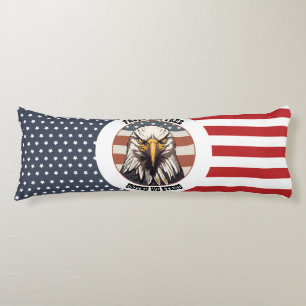 Bald Eagle Bust with American Flag Background Body Cushion
