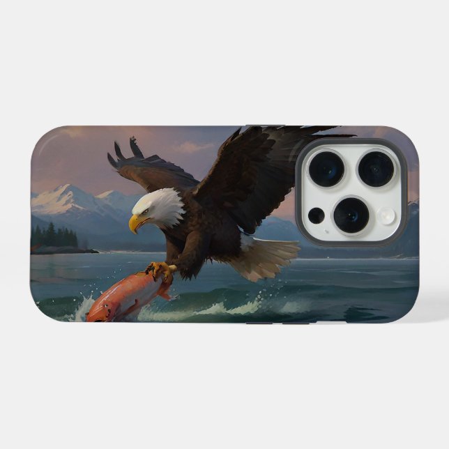 Bald Eagle Catches a Salmon at Dusk iPhone Case (Back Horizontal)