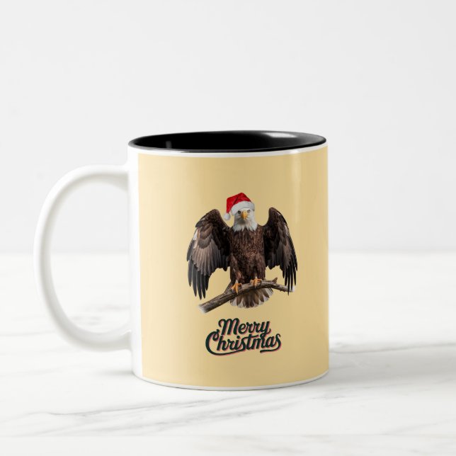 Bald Eagle Christmas Two-Tone Coffee Mug (Left)